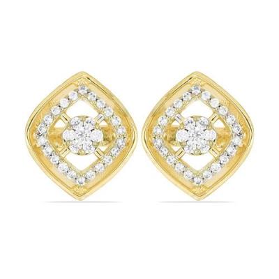 BUY GENUINE WHITE DIAMOND GEMSTONE 14K GOLD CLASSIC EARRINGS